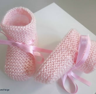 Béguin chaussons roses barbapapa tricot bébé