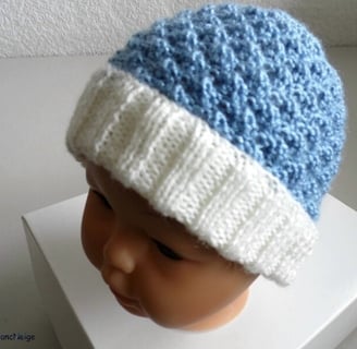 Bonnet et chaussons layette bb bleublancneige