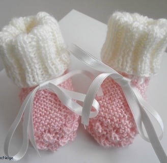 Bonnet et chaussons layette bébé bleublancneige