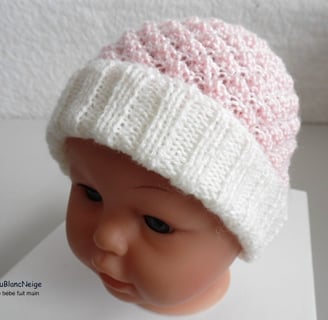 Bonnet et chaussons layette bébé bleublancneige