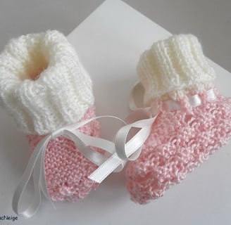 Bonnet et chaussons layette bébé bleublancneige