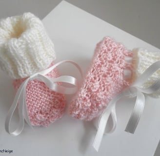 Bonnet et chaussons layette bébé bleublancneige