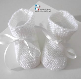Béguin et chaussons tricot bébé fait main