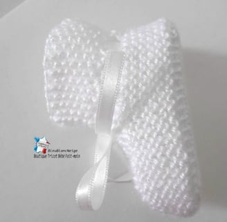 Béguin et chaussons tricot bébé fait main