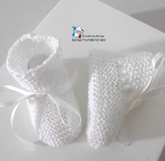 Béguin et chaussons tricot bébé fait main