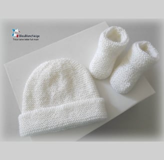 Bonnet et chaussons Lait tricot bebe laine