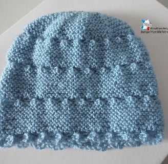 bonnet bleu tricot bb tricoté main bébé