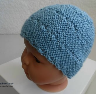 Bonnet bleu tricoté main tricot bebe