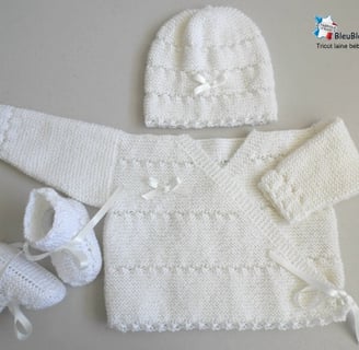 ensemble layette bb tricot fait main