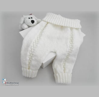 Pantalon blanc bebe tricoté main