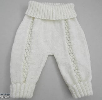 Pantalon blanc bebe tricoté main