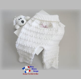 Pantalon blanc tricot bb fait main
