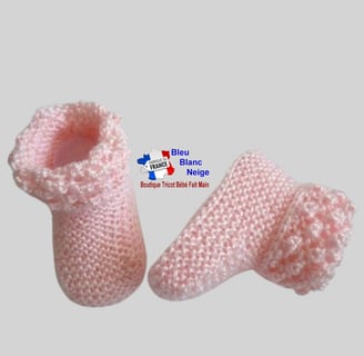Chaussons roses modele layette bb tricot bebe fait main