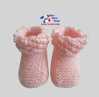 Chaussons roses modele layette bb tricot bebe fait main