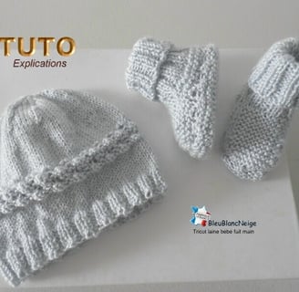 a knitted hat - like baby booties and mittensh mittensh