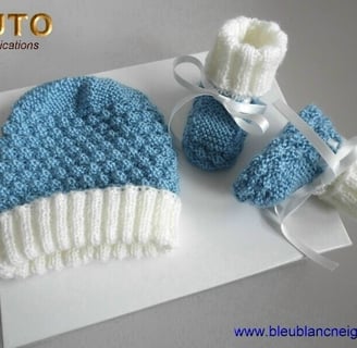tuto bonnet et chaussons patron bleublancneige