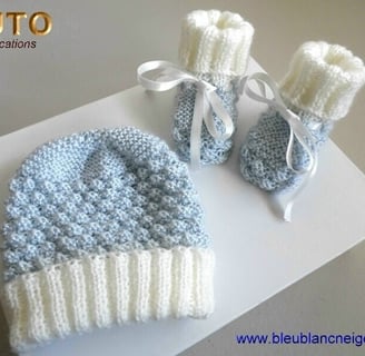 tuto bonnet et chaussons patron bleublancneige