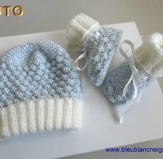 tuto bonnet et chaussons patron bleublancneige
