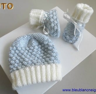 tuto bonnet et chaussons patron bleublancneige