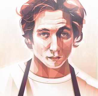 Esta obra es un retrato ilustrado del actor Jeremy Allen White, conocido por su intensidad emocional