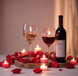 Various wellness and beauty products, including oils in bottles, a bowl of oil, dried flowers, crystals, a smudge stick, and a small dish of cream, are arranged aesthetically on a light surface. The scene is decorated with colorful flowers and herbs.