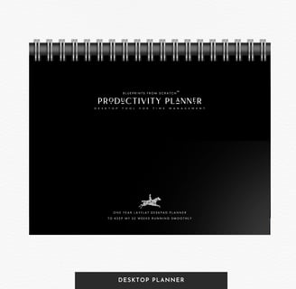 professional black desk planner bound planner cover with white BFS logo of a horse and his rider