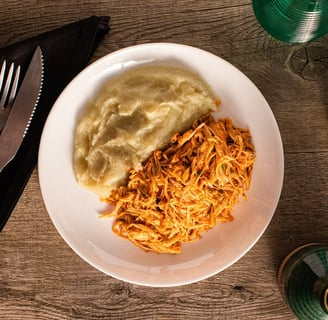 Receita Fitness de Purê de Batata-Doce com Frango Desfiado
