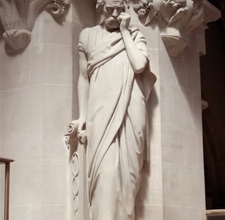 Statue of Hippocrates of Kos on the Facade of the Oxford University Museum of Natural History