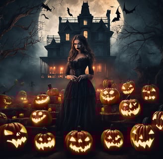 a woman in a witch costume holding a broomstick