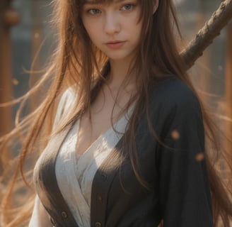 a woman with long hair and a long haircut