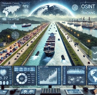 a digital image of an OSINT professional monitoring traffic in the Panama Canal 
