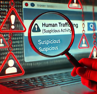 A digital image of an OSINT investigator looking into human trafficking 