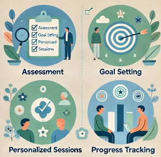 four different stages of a goal setting speech therapy
