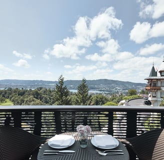 Dolder Grand exterior view from patio