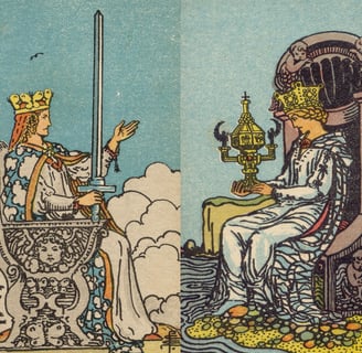 Rainha de Ouros, Rainha de Espadas, Rainha de Copas e Rainha de Paus