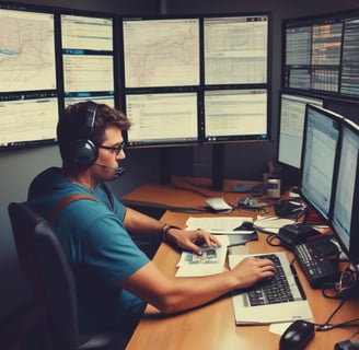 a dispatcher using a software to book loads for a trucker on the road
