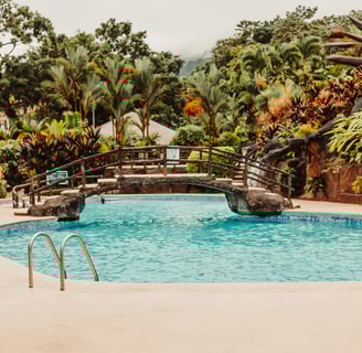 a bridge over a pool in Costa Rica