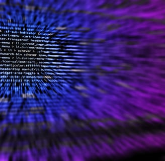 a distorted image of screen showing lines of code