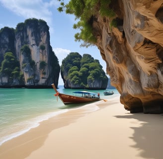 Thailand beach with limestone cliffs
