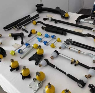 a table with a lot of different types of steering and steering control control