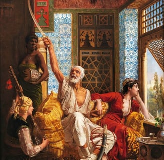 Women and an Old Man in Harem - 1883  Walter Charles Horsley