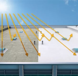 Image: The following illustration depicts the energy flow of sunlight hitting a conventional roof