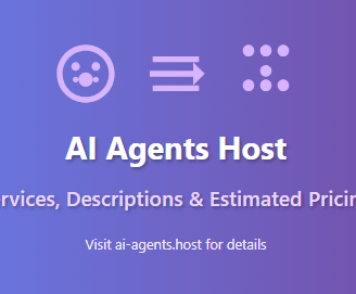 a purple and white sign that says al agents host