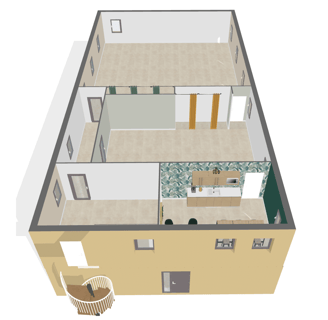 Plan 3D vue du sud