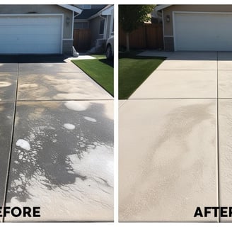 before and after pressure washing driveway in Sandy, UT by PEAKWASH