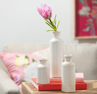 Sullivans White Ceramic Vase Set, Farmhouse Decor, Home Decorative Vase, Vases For Your Kitchen