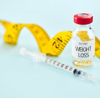 weight loss drug and tape measure