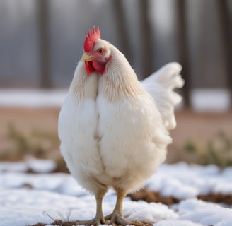 chicken in the winter looking happy and healthy