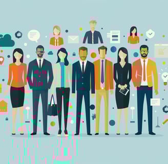 a group of people standing in front of a group of people