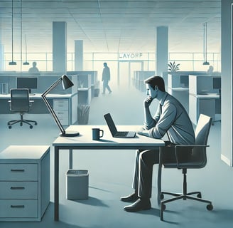 a man sitting at a desk with a laptop computer